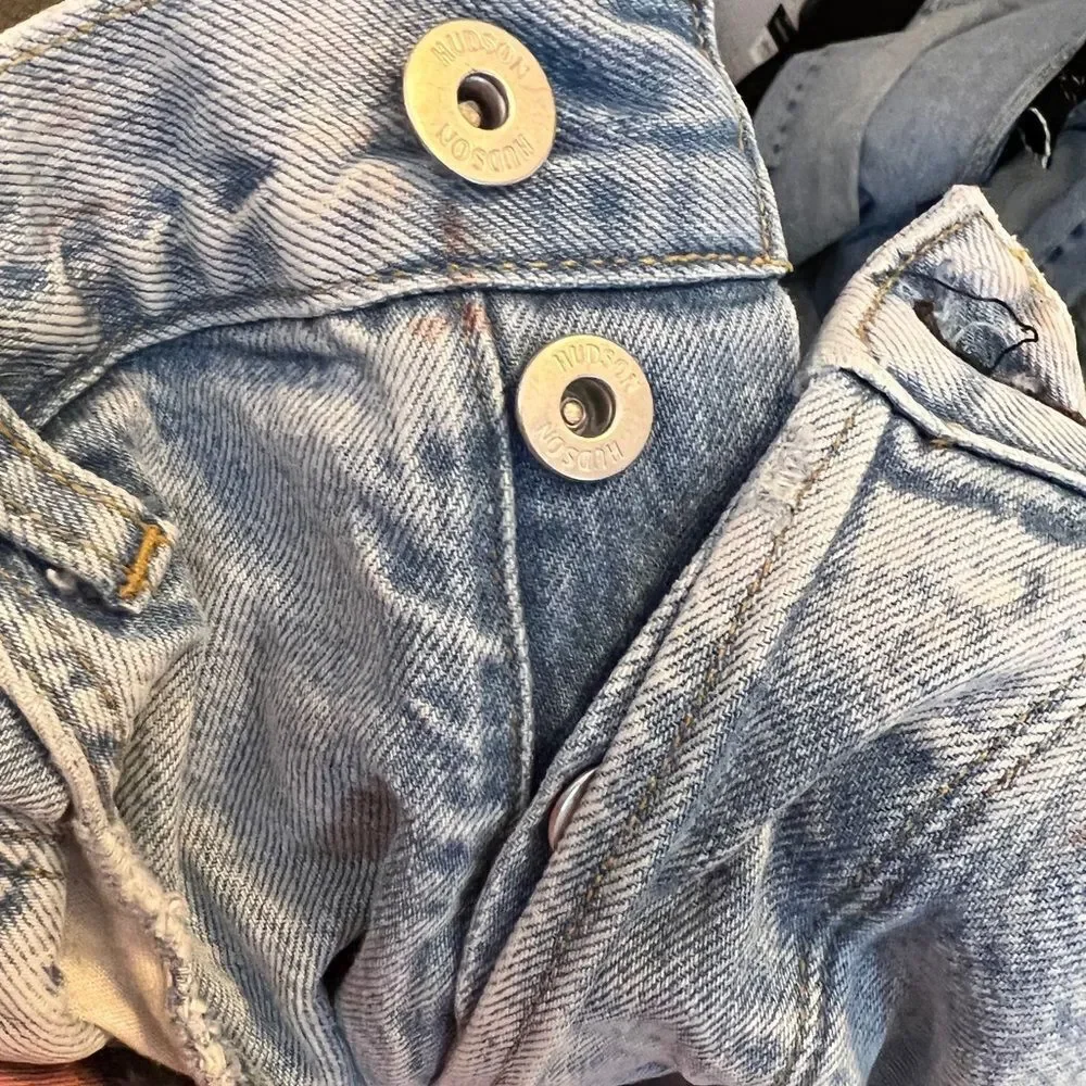 Hudson Button Up Destroyed Jeans with Paint